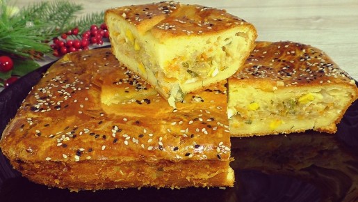 Невероятно вкусный заливной пирог с капустой на скорую руку