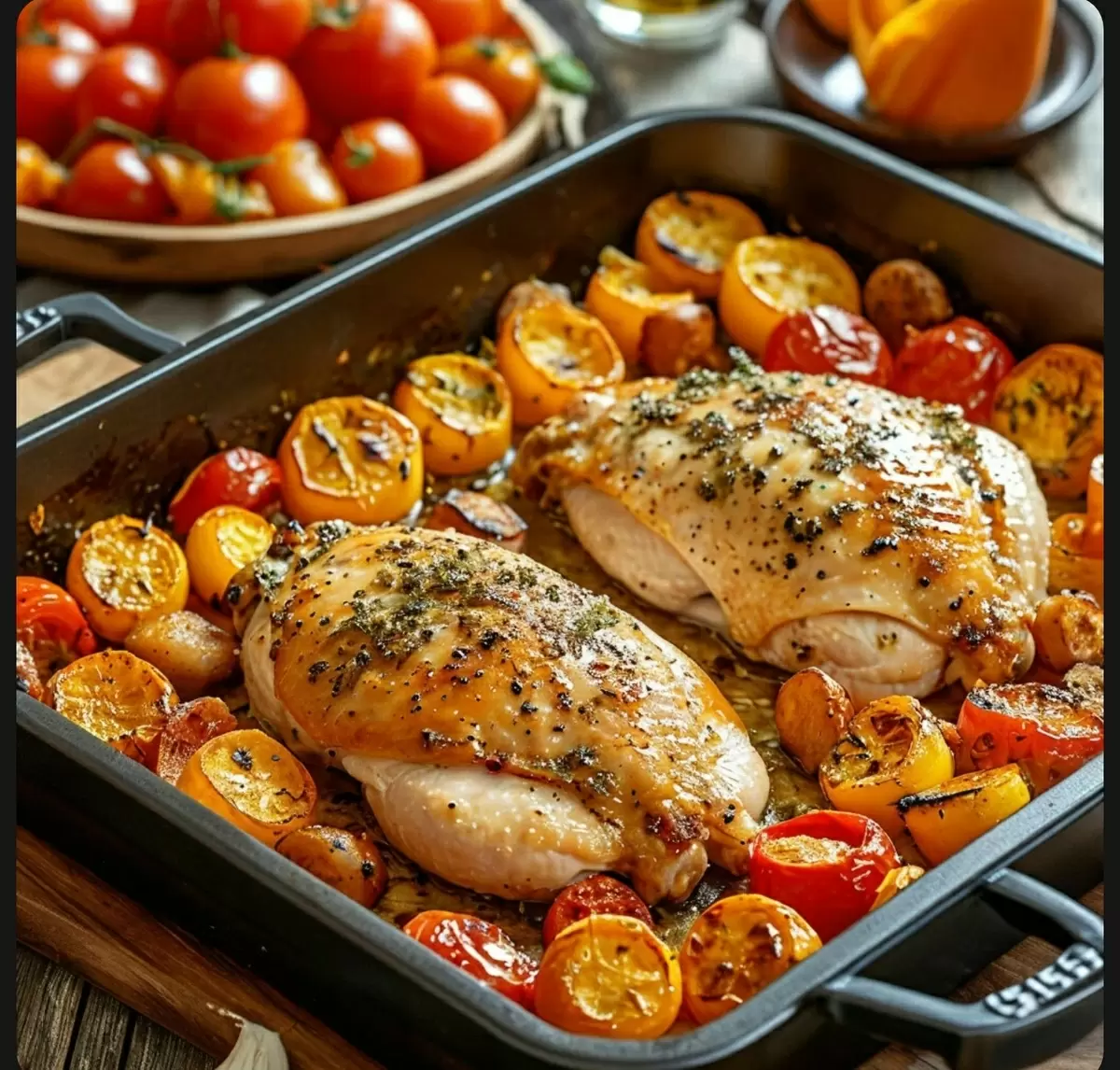 Сочный ужин: куриная грудка с запеченными овощами в медово-горчичном соусе